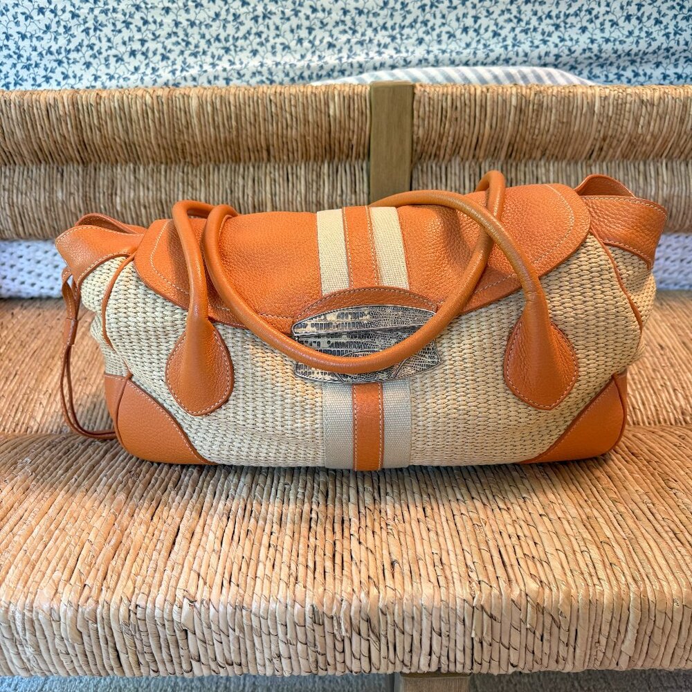 Authentic Prada Shoulder Bag, Orange Leather